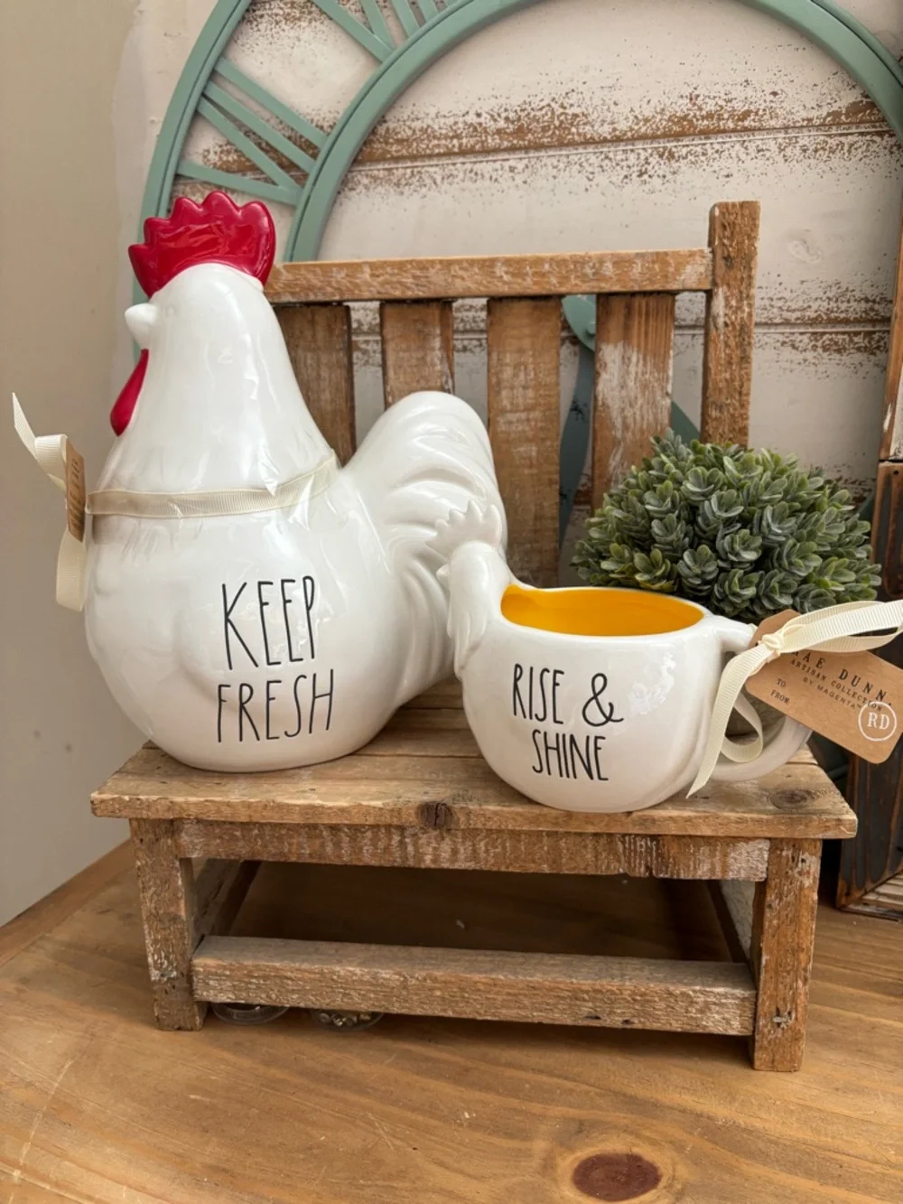 Rae Dunn Farmhouse Cookie Jar, Mug Set NWT!